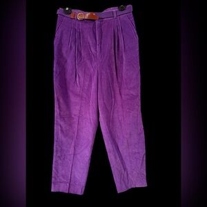 Vintage Elegant Purple Corduroy Trousers